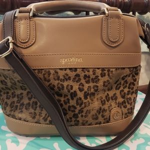 Spartina 449 Leopard print leather calf hair purse